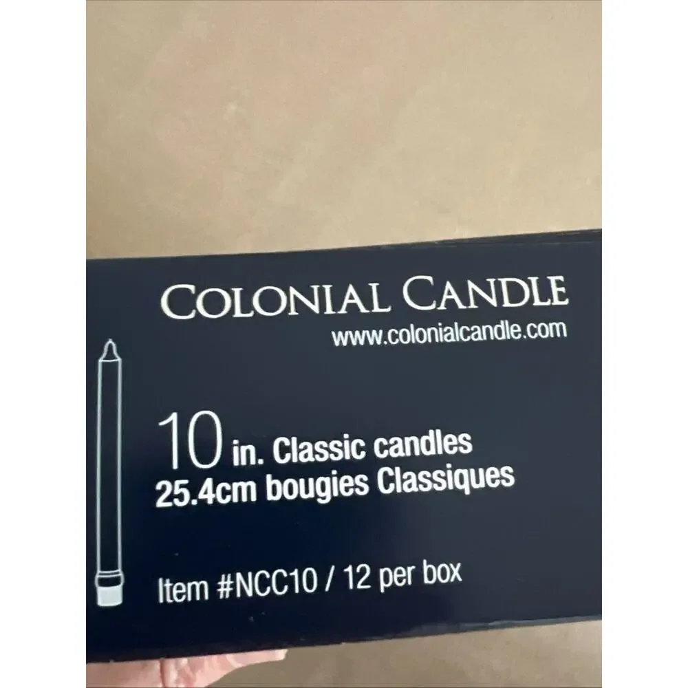 Colonial Candle 10 Inch Taper Candle Traditional Classic Coastal New In Box 12pc